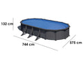 Gre Anthracite Oval 730x375x132 cm - Schwimmbecken hors-Boden in acier