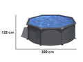 Gre Anthracite Rund Ø300 x 120 cm - Schwimmbecken hors-Boden in acier