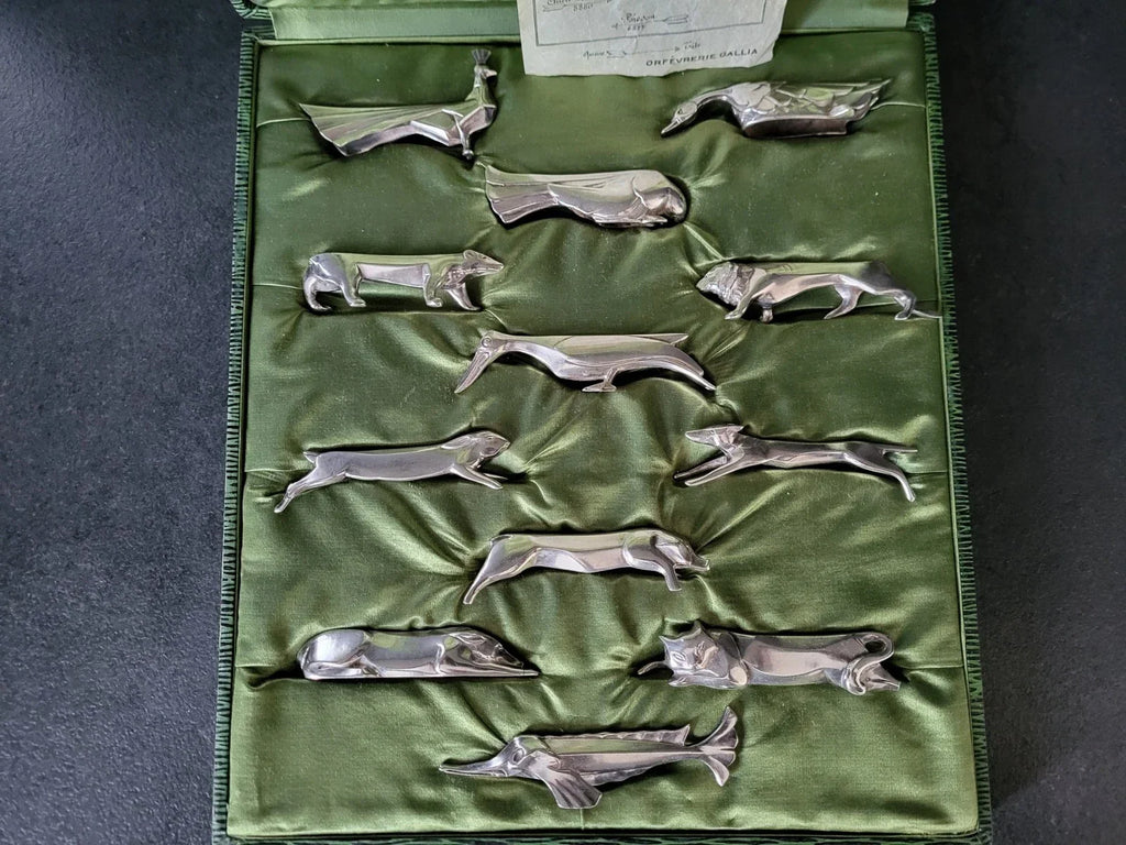 Coffret de 12 porte-couteaux animaux – Christofle Gallia (modèle Sandoz)