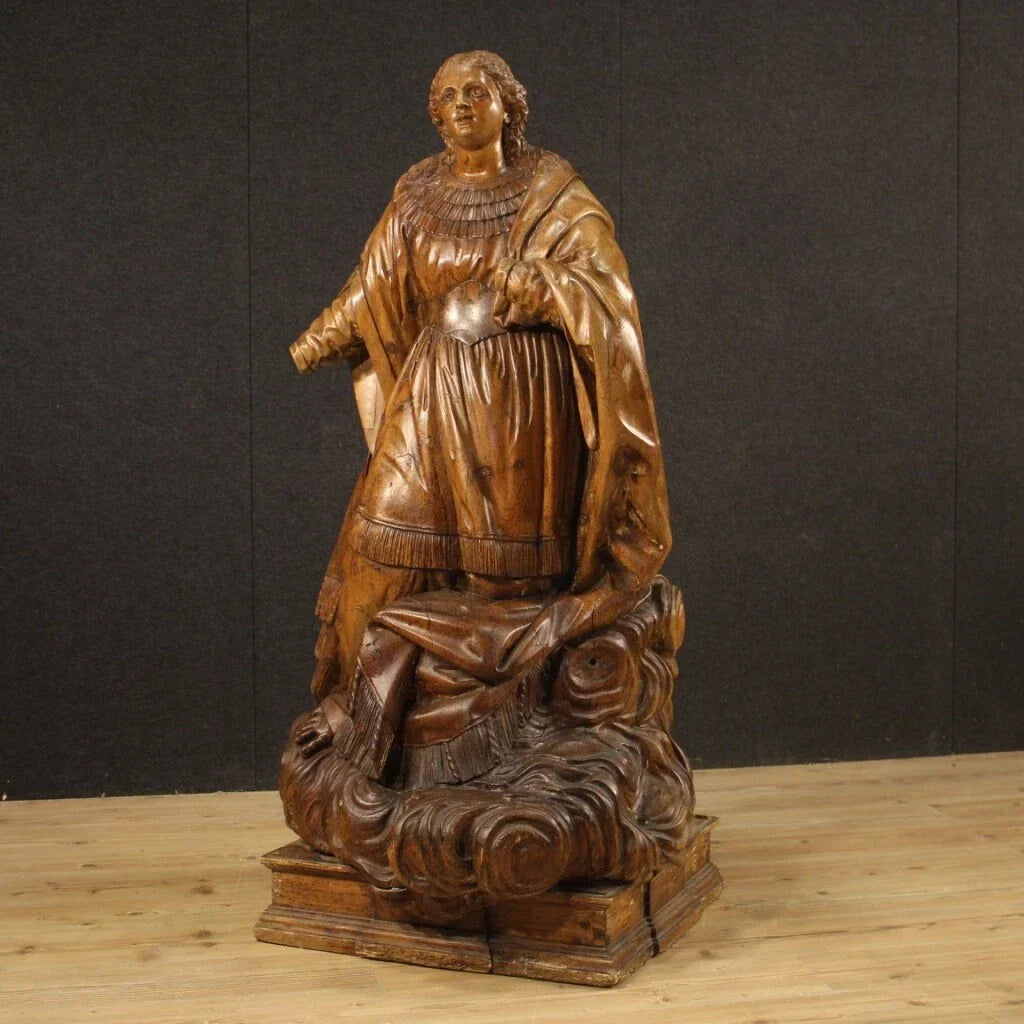 Ancienne sculpture religieuse en bois – Sainte Thérèse en extase – Allemagne, XVIIIe siècle