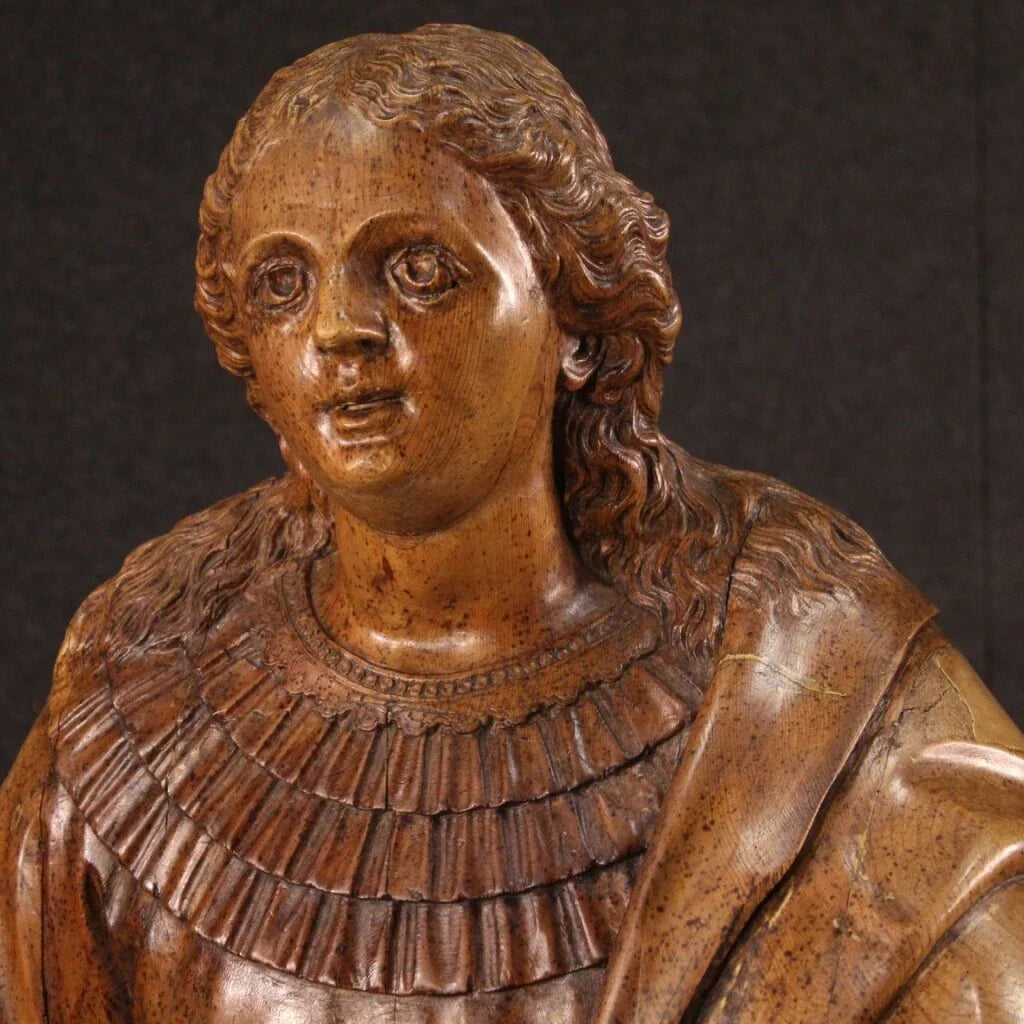 Ancienne sculpture religieuse en bois – Sainte Thérèse en extase – Allemagne, XVIIIe siècle
