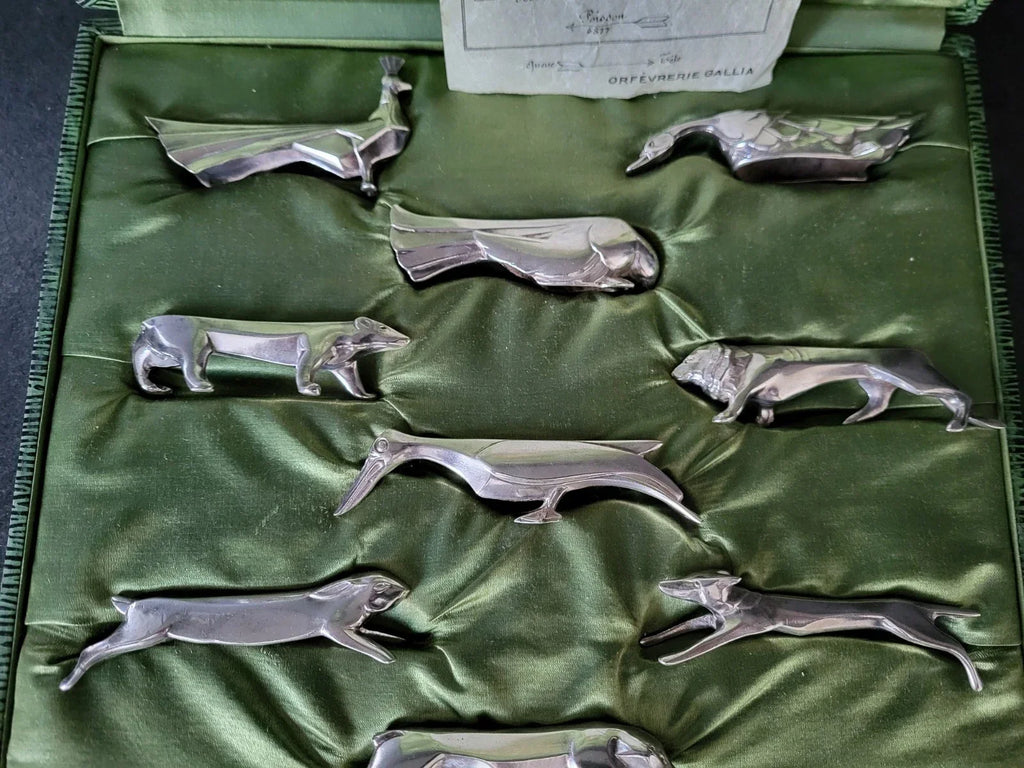 Coffret de 12 porte-couteaux animaux – Christofle Gallia (modèle Sandoz)