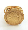 BAGUE CHEVALIÈRE OR 18 K PIECE 10 FRANCS OR NAPOLÉON III 1866