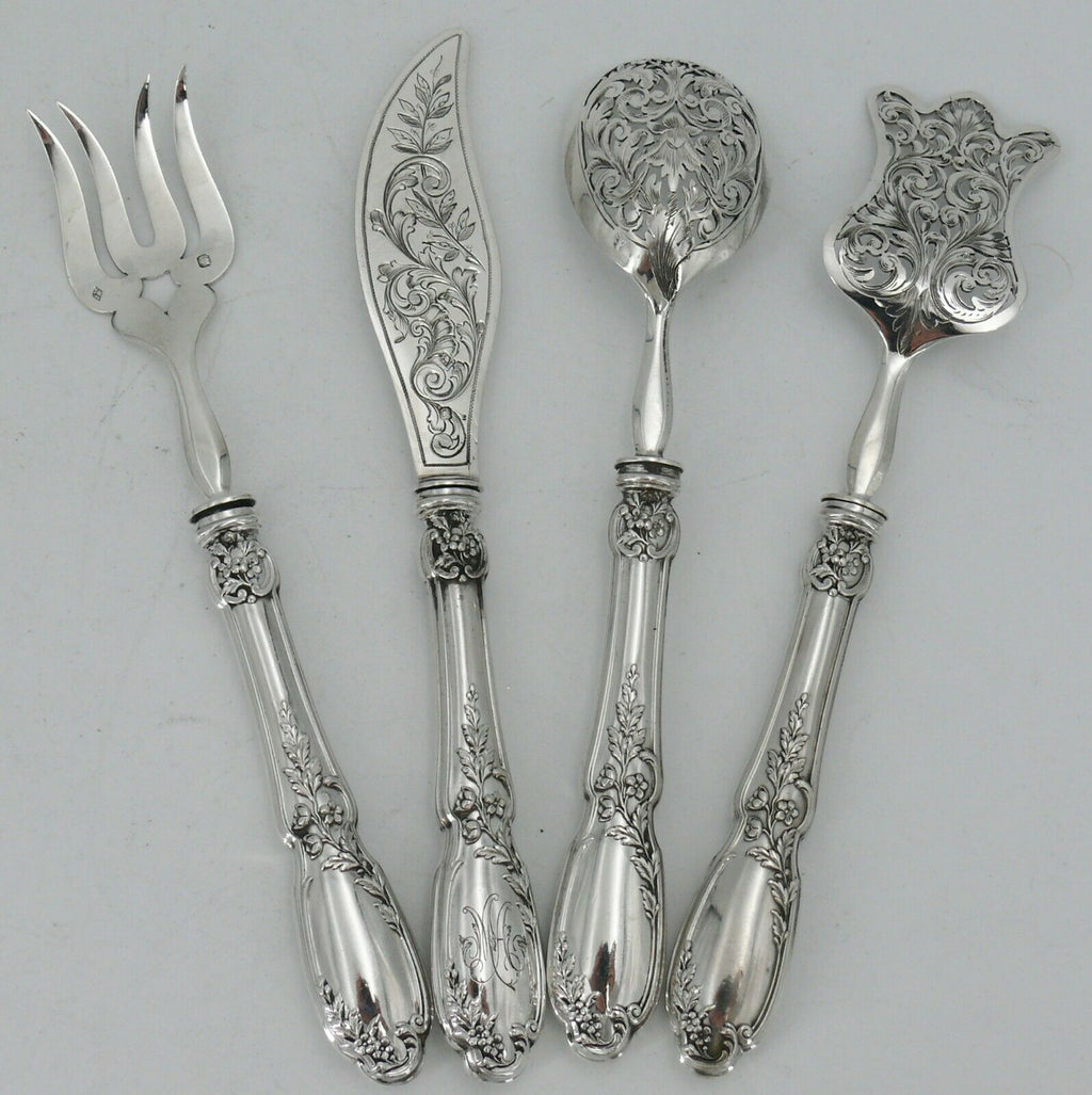 Coffret de 10 pièces de service argent massif Minerve