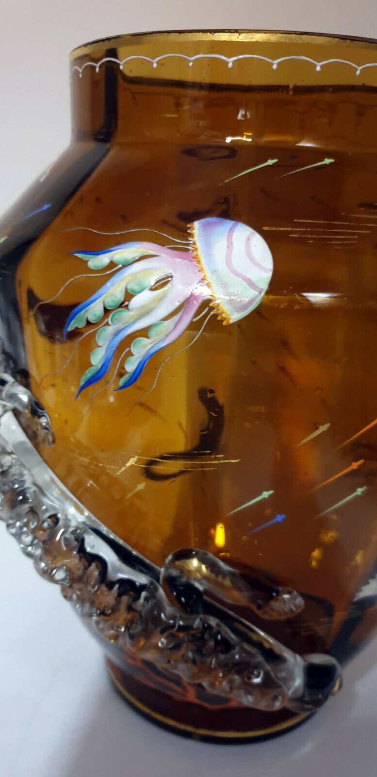 Zylindrische Vase aus emailliertem Glas