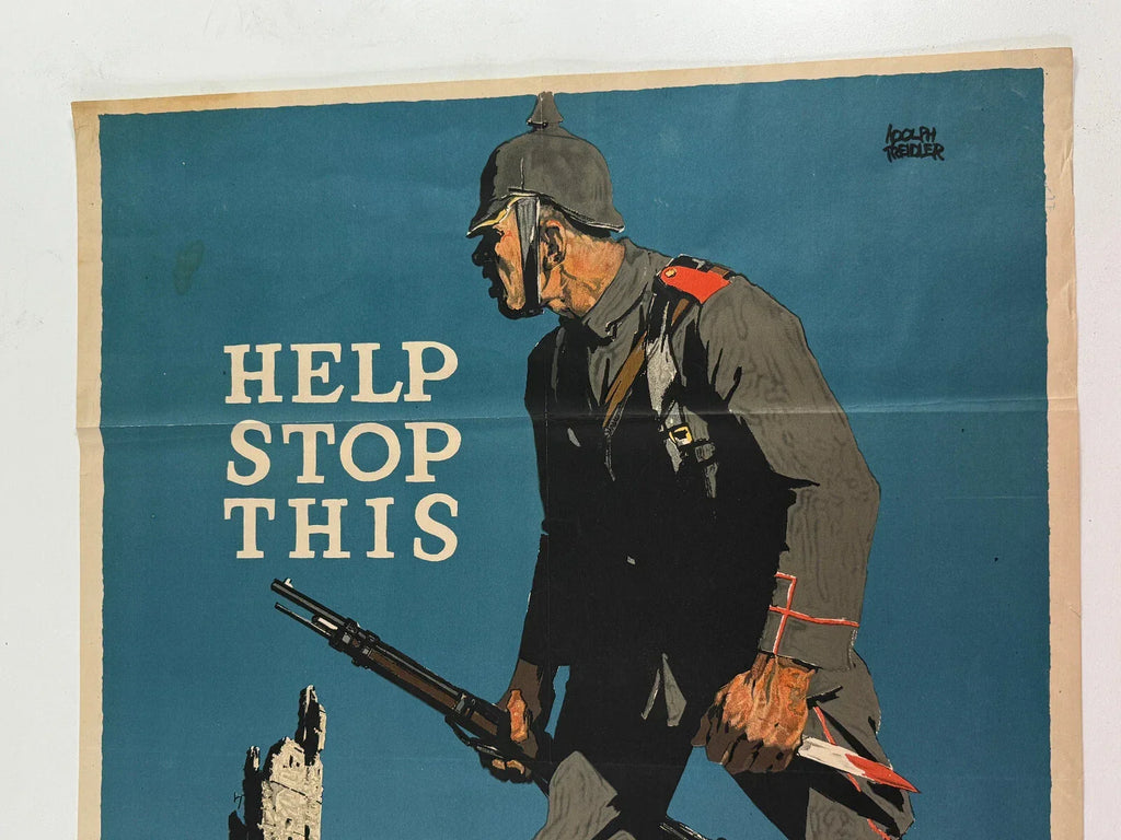 Affiche original propagande américaine Adolph Treidler Allemagne 1915