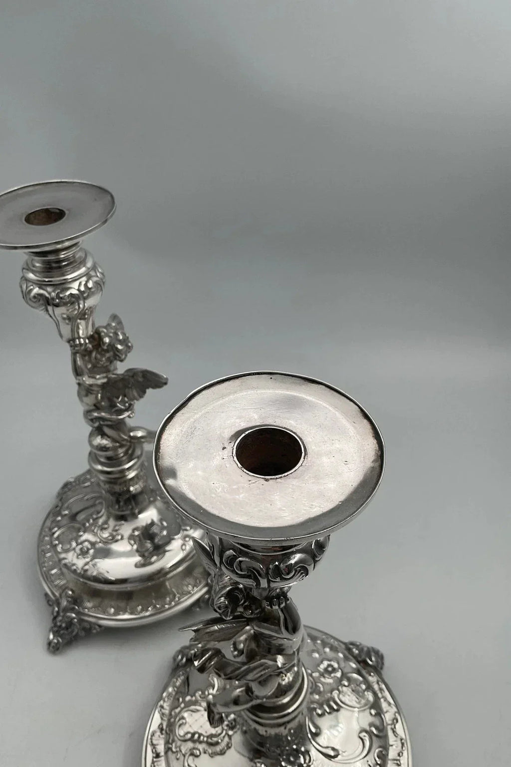 Paire de bougeoirs en argent Allemand
