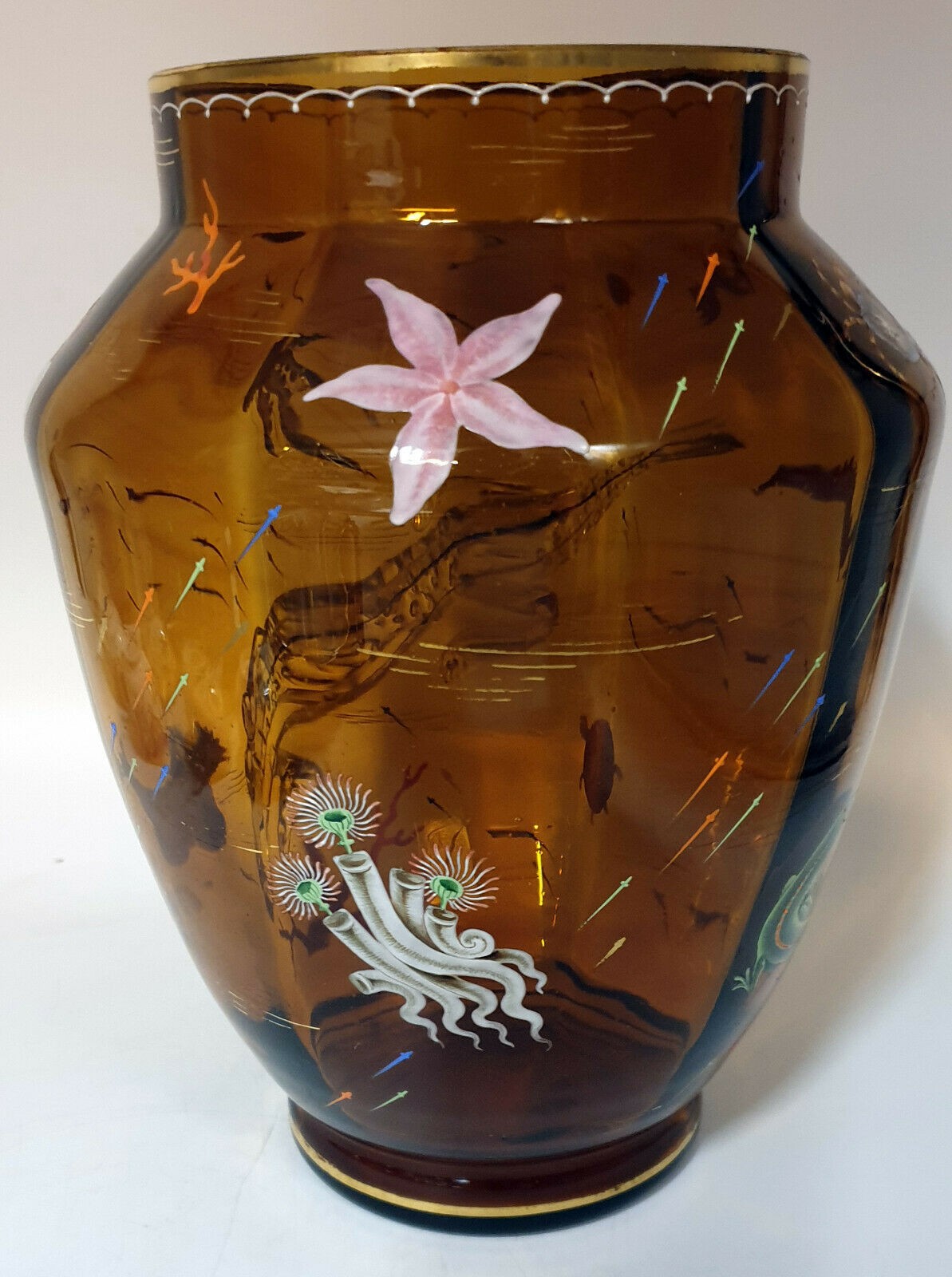 Zylindrische Vase aus emailliertem Glas