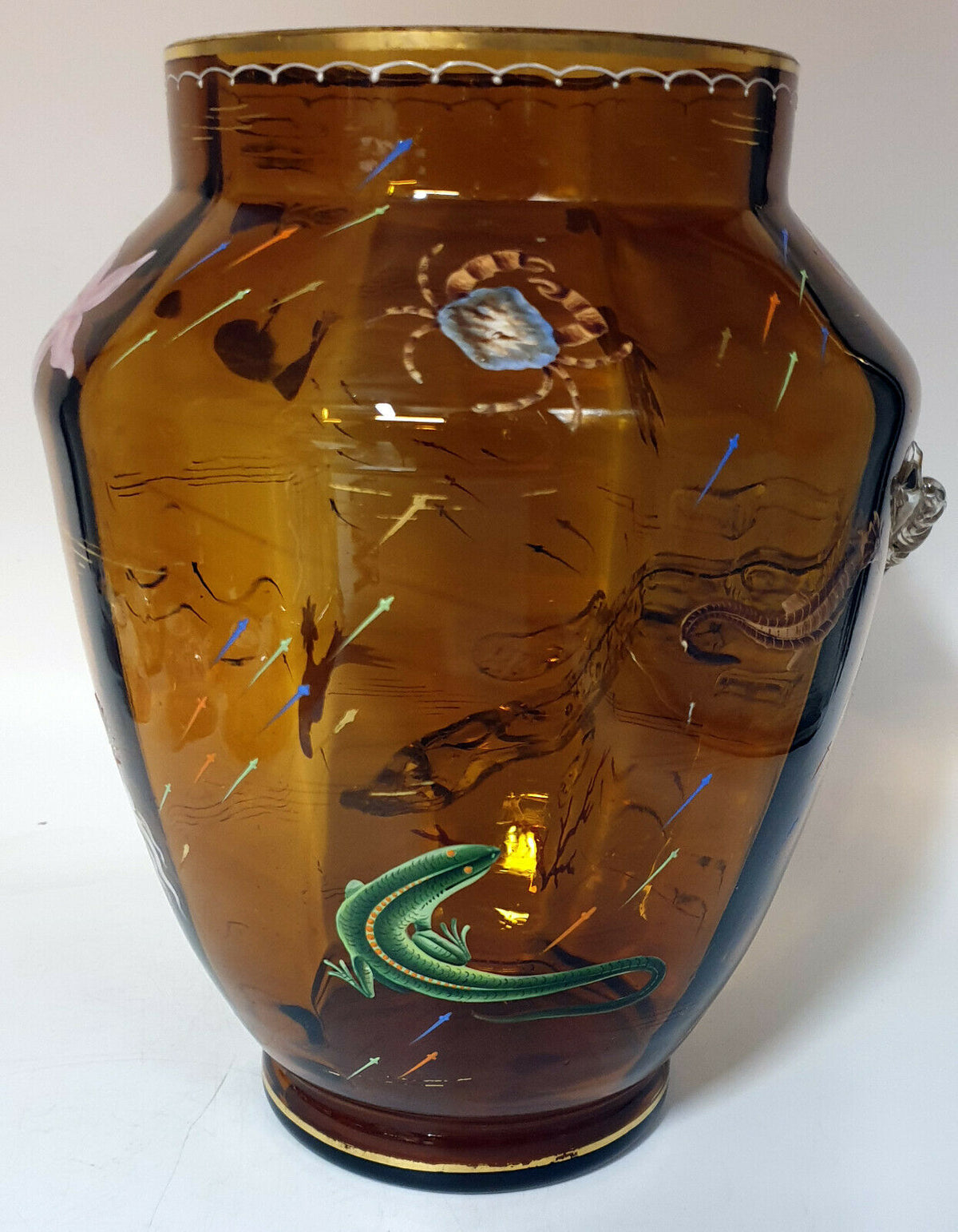 Zylindrische Vase aus emailliertem Glas
