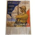 ANCIENNE AFFICHE TROUPES COLONIALES GUERRE INDOCHINE DATE 1939