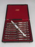 COFFRET 18 COUTEAUX A FRUITS TOUT ARGENT MASSIF POINCON MINERVE