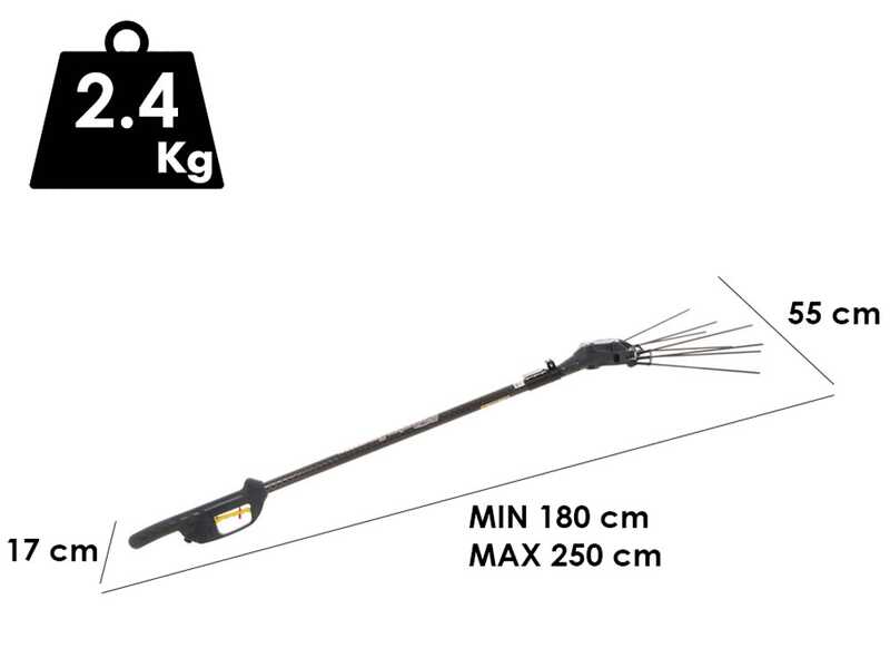 Zanon Karbonium PRO AL 200 – Kamm Vibrations zu Akku lithium, Stange 170-250 cm